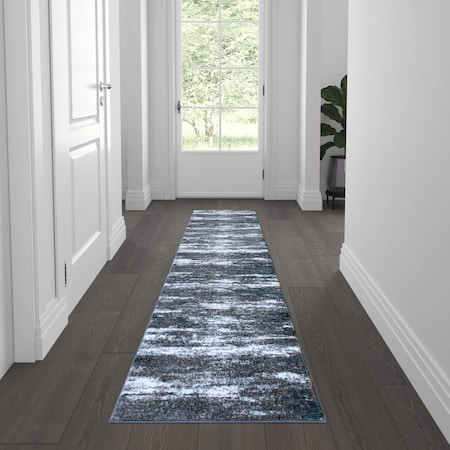 Flash Furniture 2' x 7' Turquoise Distressed Olefin Area Rug OKR-RG1102-27-TQ-GG